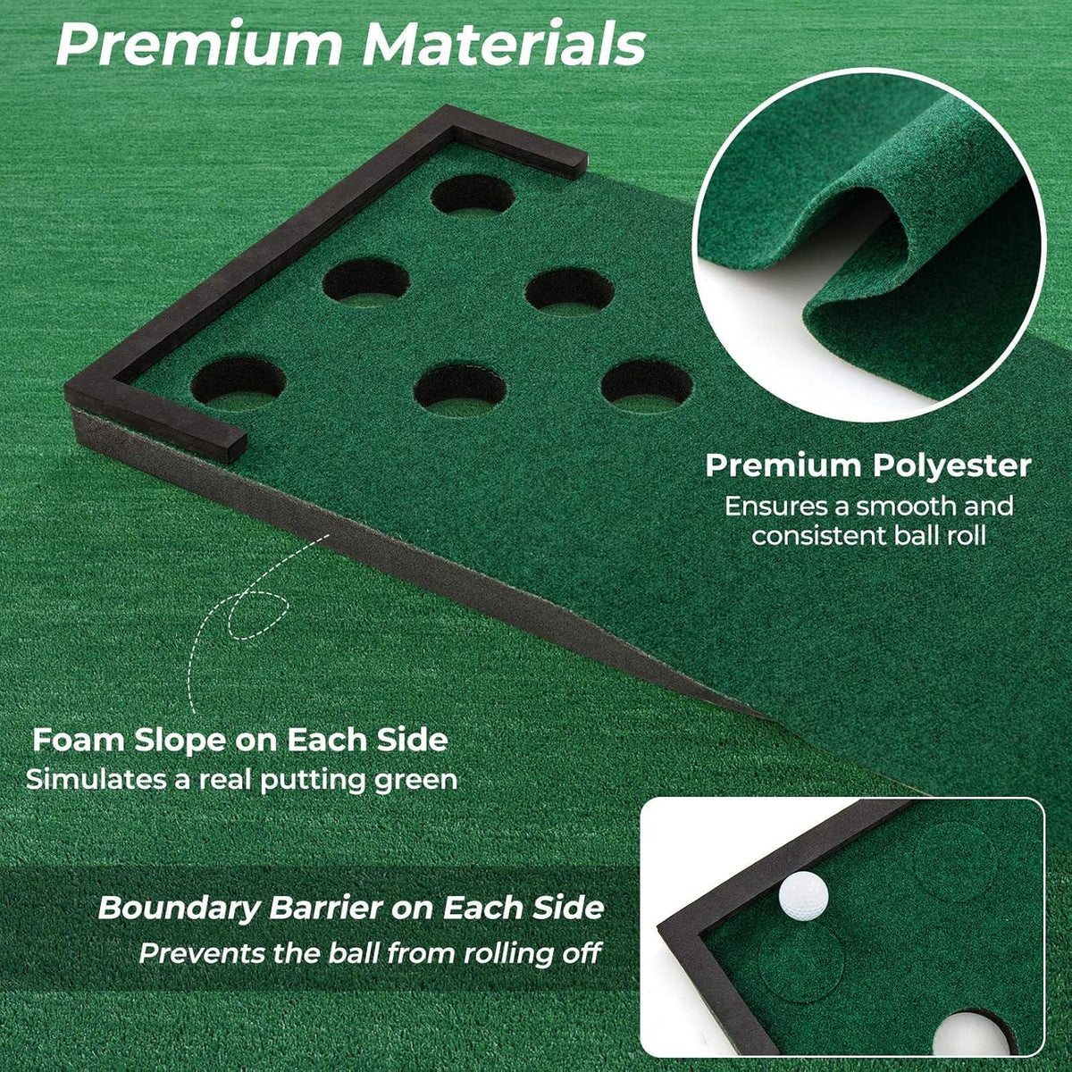 Golf Pong Game Set, Portable Golf Putting Mat with 2 Adjustable Putters