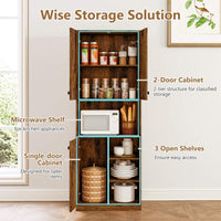 Kitchen Pantry Storage Cabinet 166 cm Tall Modern Hutch Cabinet w/ Open Shelves