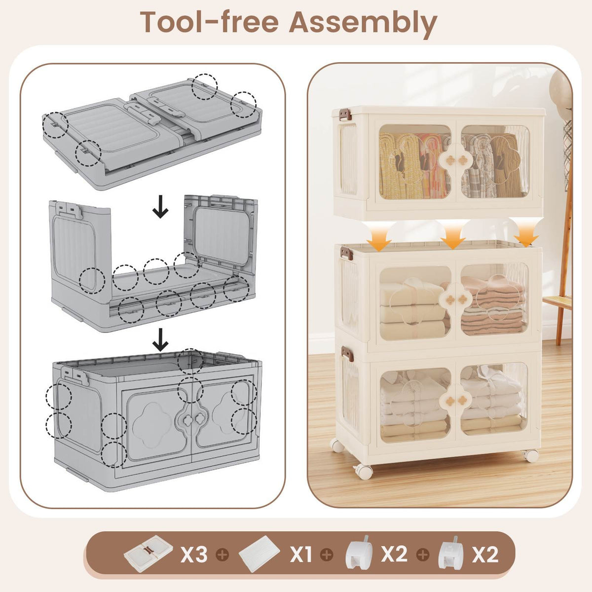 3/4 Tier Stackable Storage Bins with Lids