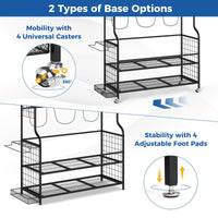 3 Golf Bags Storage Garage Organizer with Wheels and Hooks