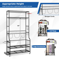 3 Golf Bags Storage Garage Organizer with Wheels and Hooks