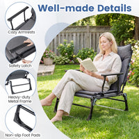 3 in 1 Folding Camping Cot Comfy Padded Convertible Single Sofa Chair