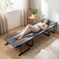 3 in 1 Folding Camping Cot Comfy Padded Convertible Single Sofa Chair