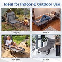 3 in 1 Folding Camping Cot Comfy Padded Convertible Single Sofa Chair