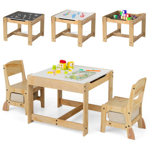 3 in 1 Kids Table and Chair Set with Removable Tabletop and 2 Storage Drawers