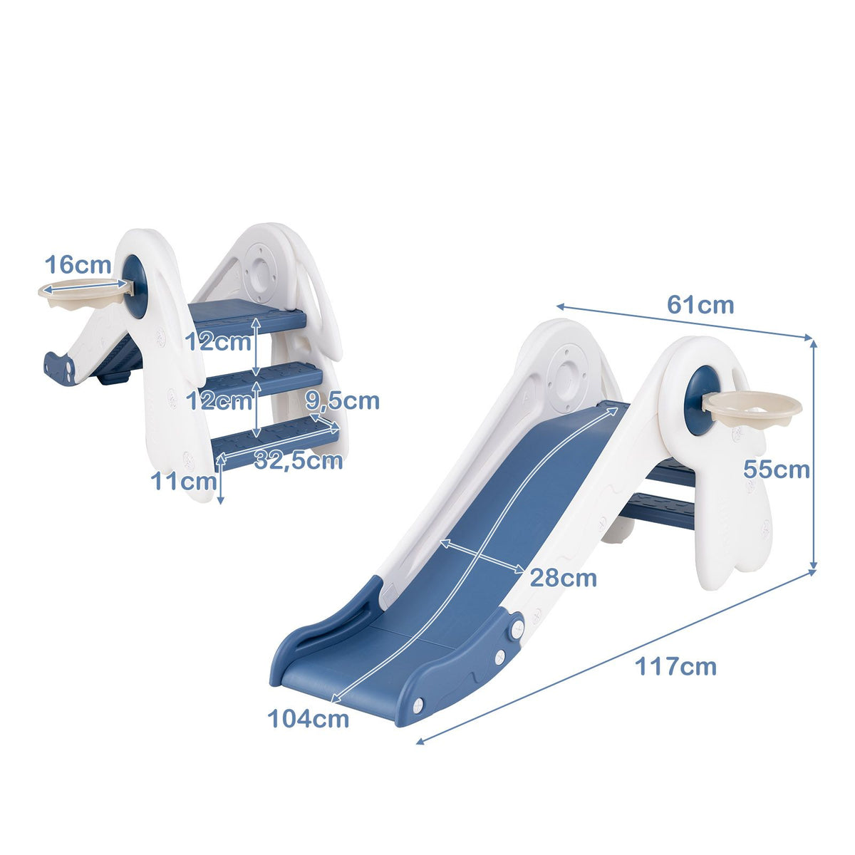 3 in 1 Toddler Slide Baby Slide Climber Playset with Basketball Hoop and Basketball