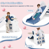 3 in 1 Toddler Slide Baby Slide Climber Playset with Basketball Hoop and Basketball