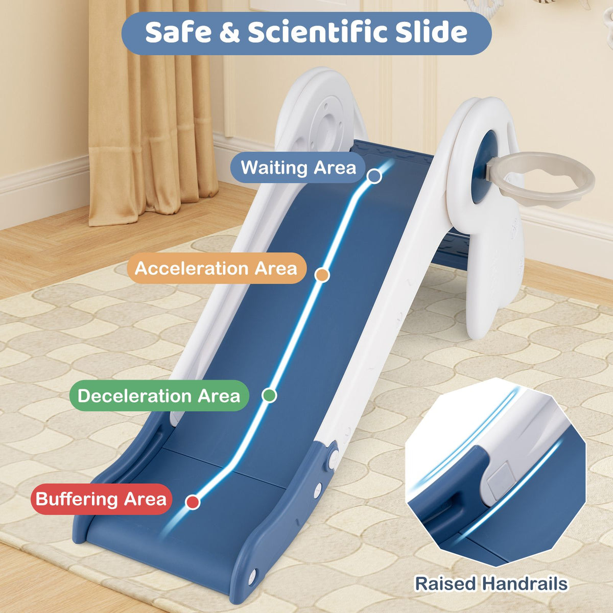 3 in 1 Toddler Slide Baby Slide Climber Playset with Basketball Hoop and Basketball