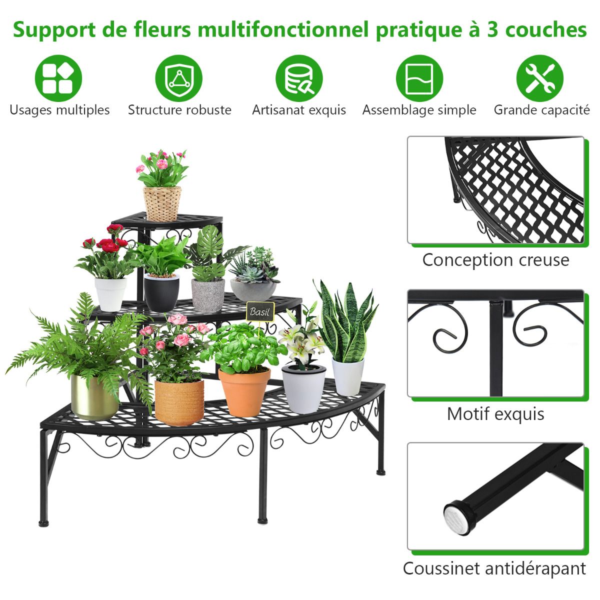 3 Layer Planter Stand Freestanding Flower Display Stand