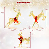 3-Piece Lighted Christmas Reindeer Family with LED Lights and Bows