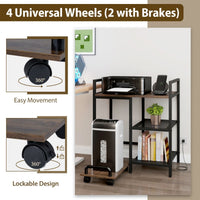 3-Tier Printer Table with Storage Shelves and Charging Station