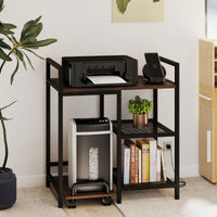 3-Tier Printer Table with Storage Shelves and Charging Station