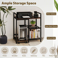 3-Tier Printer Table with Storage Shelves and Charging Station