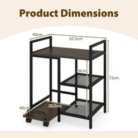 3-Tier Printer Table with Storage Shelves and Charging Station
