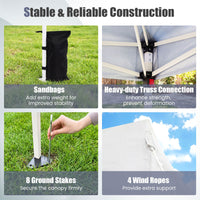 3 x 3M Pop up Canopy Tent with Sidewall 6 Pockets Instant Setup Commercial Gazebo