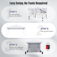 3 x 3M Pop up Canopy Tent with Sidewall 6 Pockets Instant Setup Commercial Gazebo