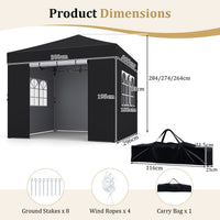 3 x 3 m Pop Up Canopy Tent with 4 Sidewalls Waterproof Shelter Tent