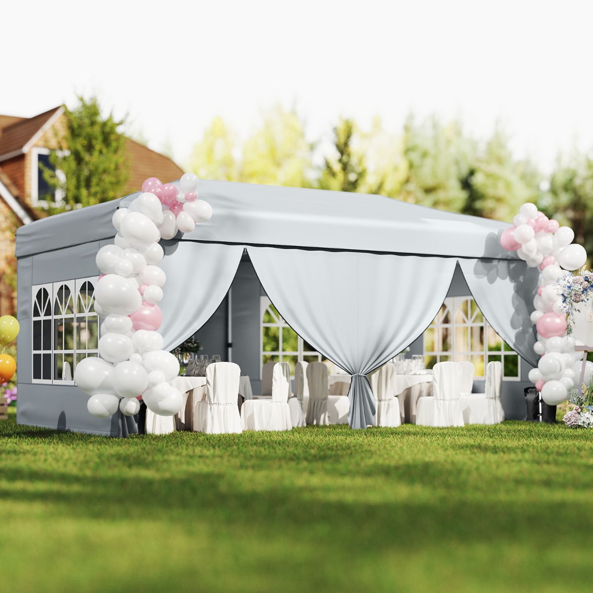 3 x 6 m Pop up Canopy Tent with 6 Sidewalls and Wheeled Bag