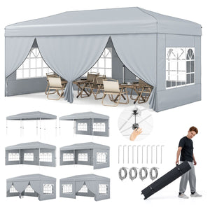 3 x 6 m Pop up Canopy Tent with 6 Sidewalls and Wheeled Bag