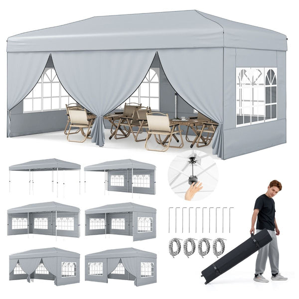 3 x 6 m Pop up Canopy Tent with 6 Sidewalls and Wheeled Bag