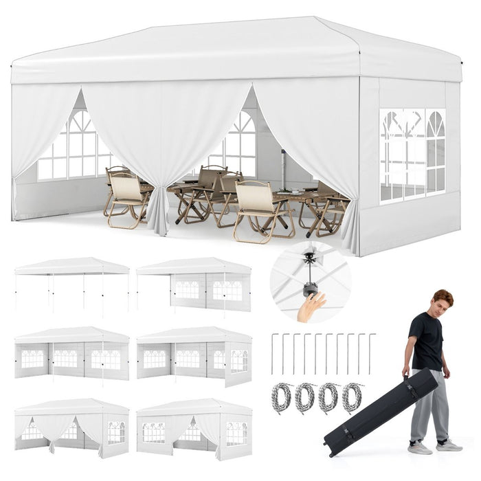 3 x 6 m Pop up Canopy Tent with 6 Sidewalls and Wheeled Bag