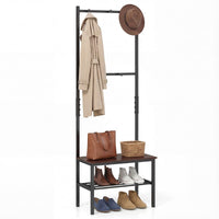 3-in-1 Hall Tree Entryway Bench with Hooks and Shoe Storage