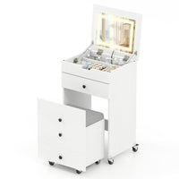 3-in-1 Small Vanity Desk Set with Flip-top Mirror and Lights