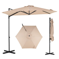3m Cantilever Patio Umbrella Heavy-duty Offset Hanging Umbrella with 360° Rotation
