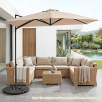 3m Cantilever Patio Umbrella Heavy-duty Offset Hanging Umbrella with 360° Rotation