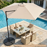 3m Cantilever Patio Umbrella Heavy-duty Offset Hanging Umbrella with 360° Rotation