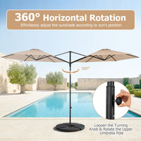 3m Cantilever Patio Umbrella Heavy-duty Offset Hanging Umbrella with 360° Rotation