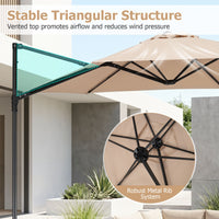 3m Cantilever Patio Umbrella Heavy-duty Offset Hanging Umbrella with 360° Rotation