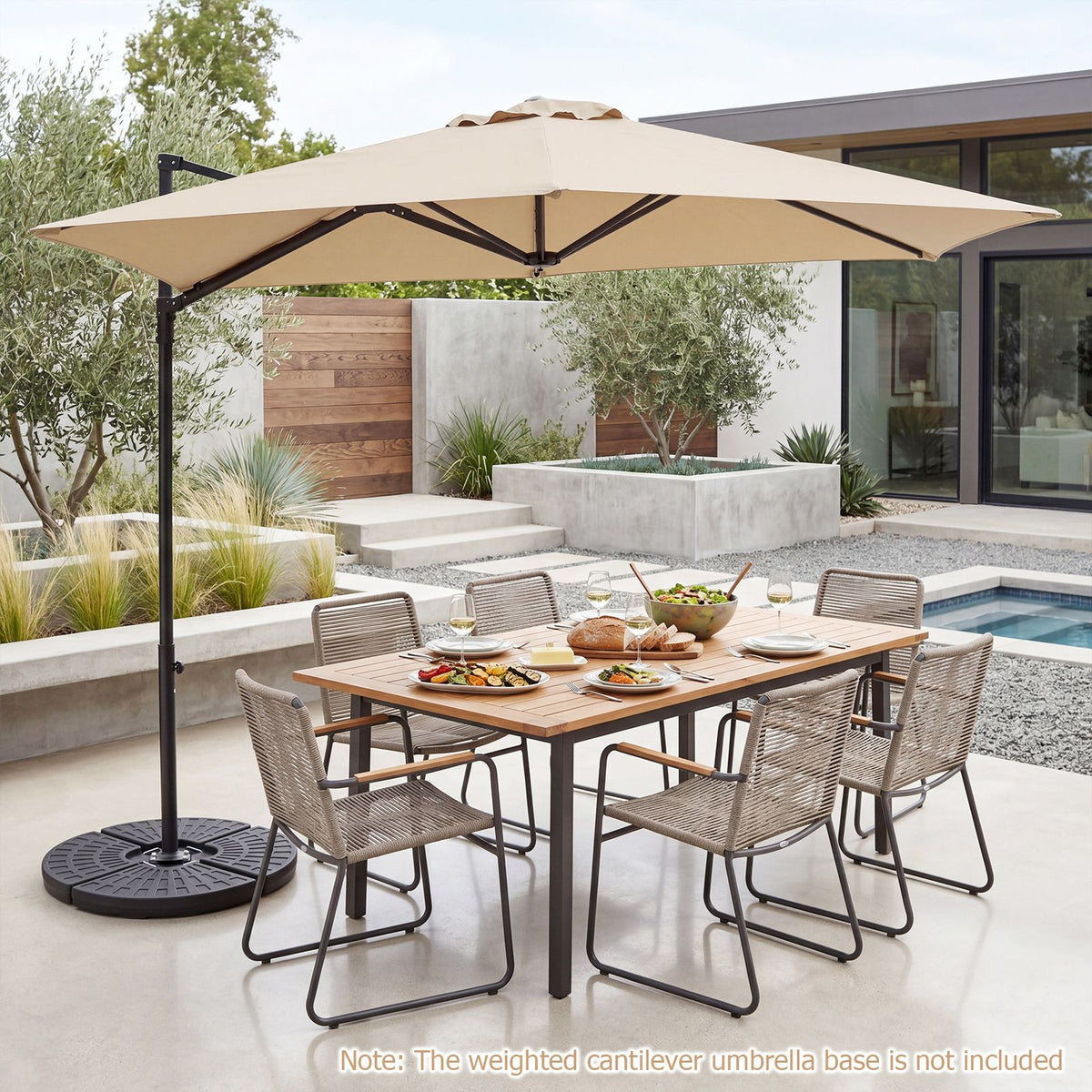 3m Cantilever Patio Umbrella Heavy-duty Offset Hanging Umbrella with 360° Rotation