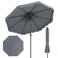 3m Patio Umbrella with Push Button Tilt and Crank with 8 Metal Ribs
