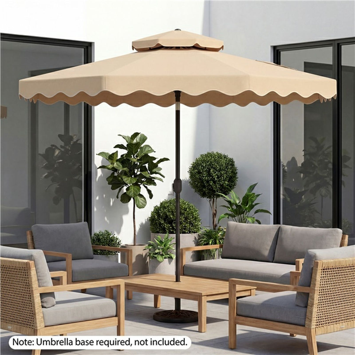3m Patio Umbrella with Push Button Tilt and Crank with 8 Metal Ribs