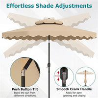 3m Patio Umbrella with Push Button Tilt and Crank with 8 Metal Ribs