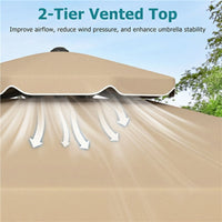 3m Patio Umbrella with Push Button Tilt and Crank with 8 Metal Ribs