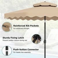 3m Patio Umbrella with Push Button Tilt and Crank with 8 Metal Ribs