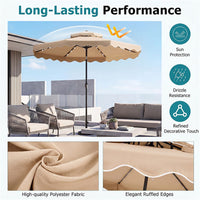 3m Solar LED Patio Umbrella with 24 Lights and 2 Tier Vented Canopy