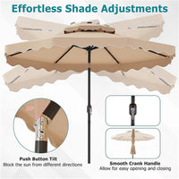 3m Solar LED Patio Umbrella with 24 Lights and 2 Tier Vented Canopy