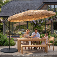 3m Thatched Cantilever Umbrella with Cross Base Crank and Tilt