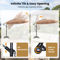 3m Thatched Cantilever Umbrella with Cross Base Crank and Tilt