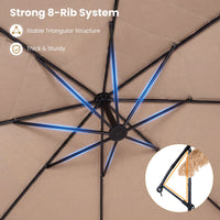 3m Thatched Cantilever Umbrella with Cross Base Crank and Tilt