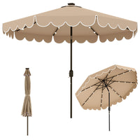 3m Solar Patio Umbrella with 24 LED Lights Vented Top and Ruffles