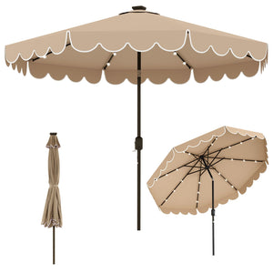 3m Solar Patio Umbrella with 24 LED Lights Vented Top and Ruffles