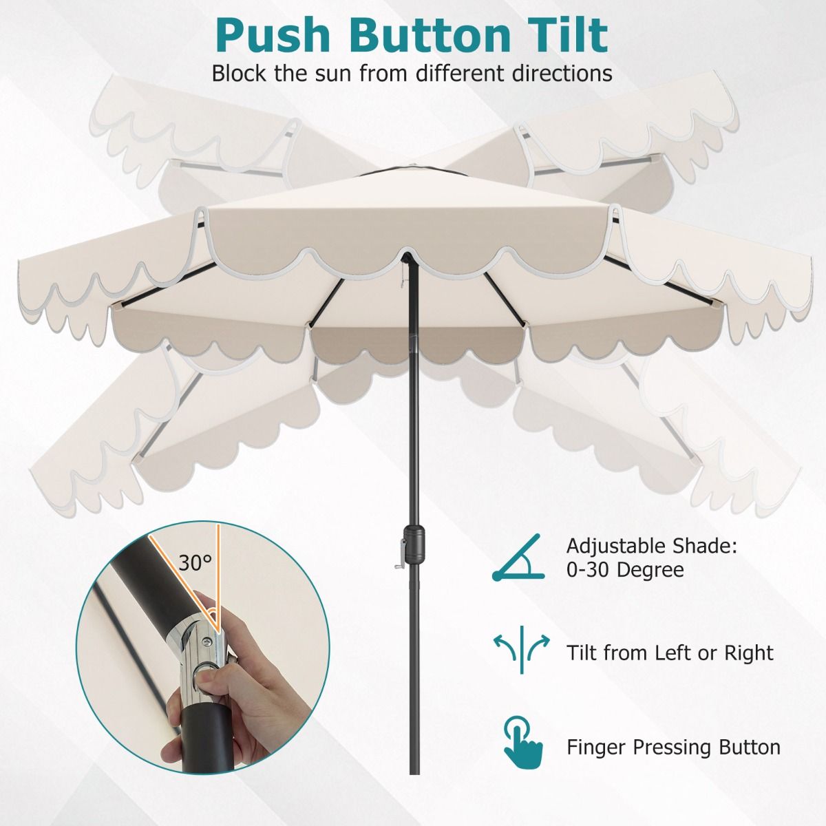 3M Patio Umbrella with Push Button Tilt and Crank