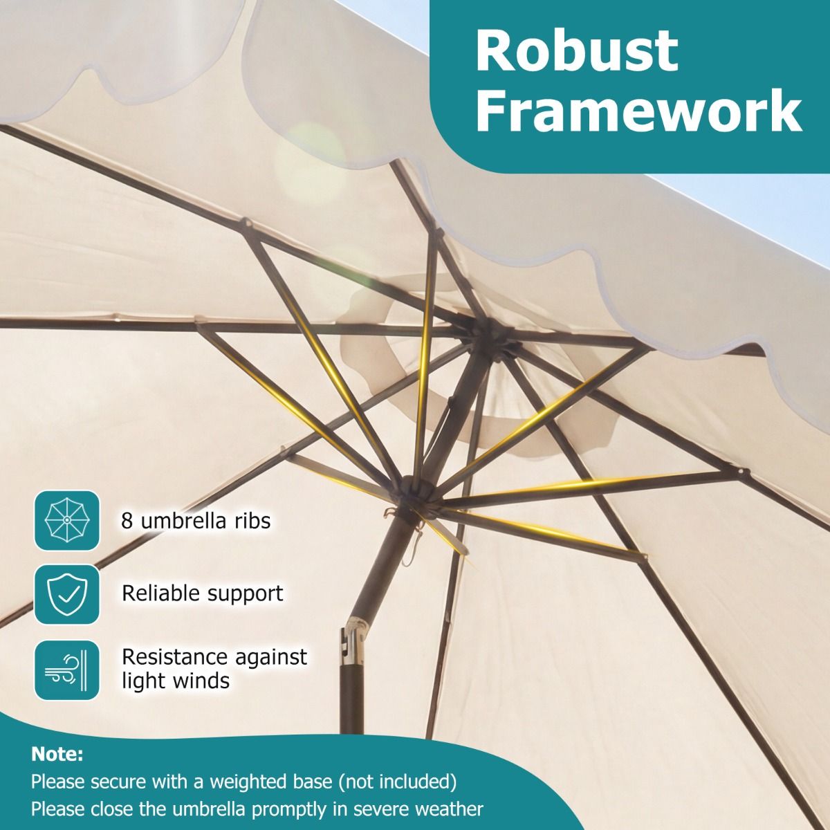 3M Patio Umbrella with Push Button Tilt and Crank