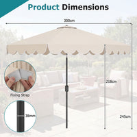 3M Patio Umbrella with Push Button Tilt and Crank