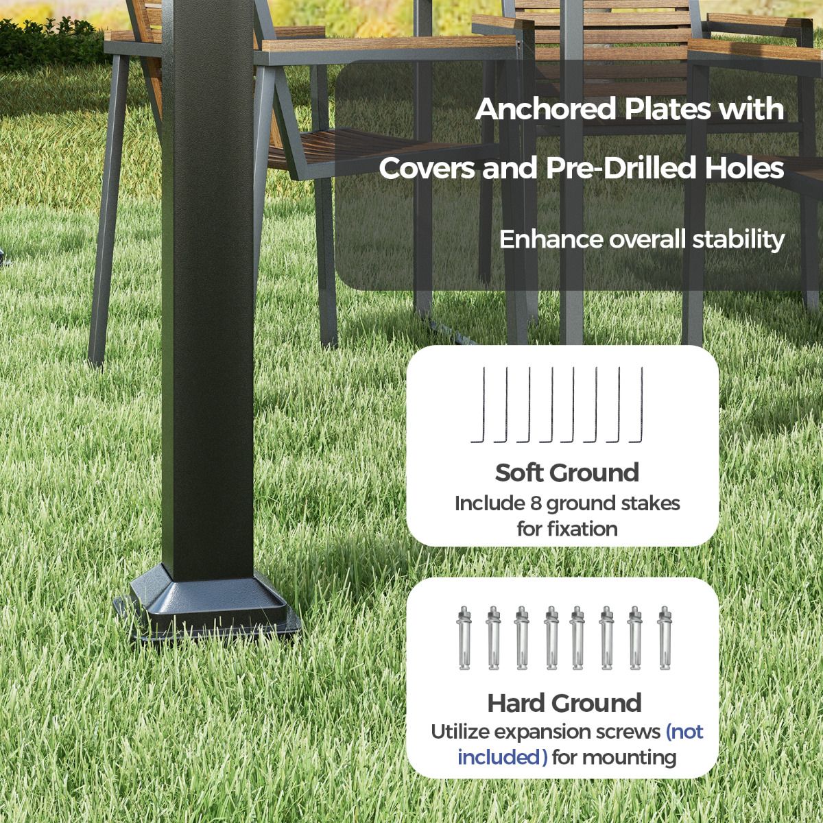 3M x 3M Outdoor Pergola with Retractable Canopy