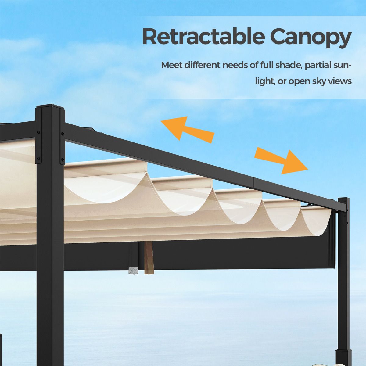 3M x 3M Outdoor Pergola with Retractable Canopy